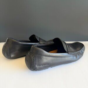 Cole Haan Grand Laser Penny Driver Loafers Black Leather Mens 10.5 EUC